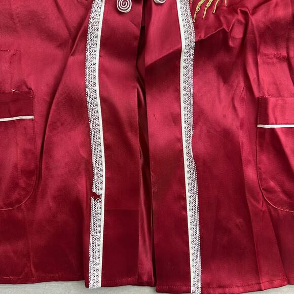 Vintage 70s Chinese Satin Dragon Embroidered Jacket Red Mandarin Collar Small - Picture 7 of 7